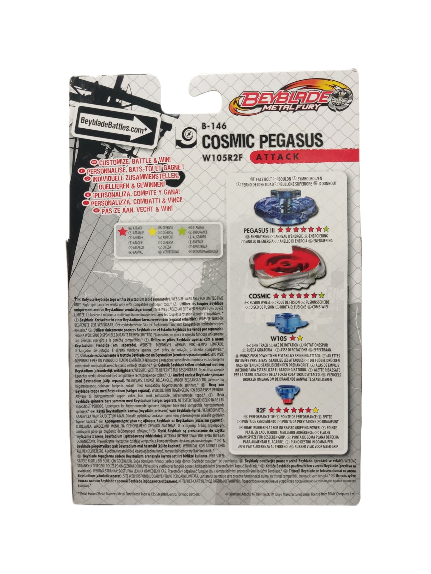 Cosmic Pegasus B-146 W105R2F Attack Hasbro Beyblade Metal Fury - Anime Beyond