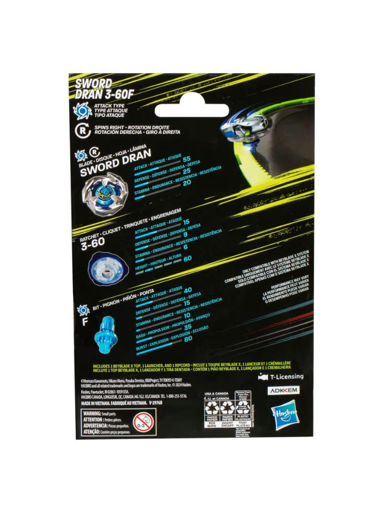 Sword Dran 3-60F Hasbro Beyblade X