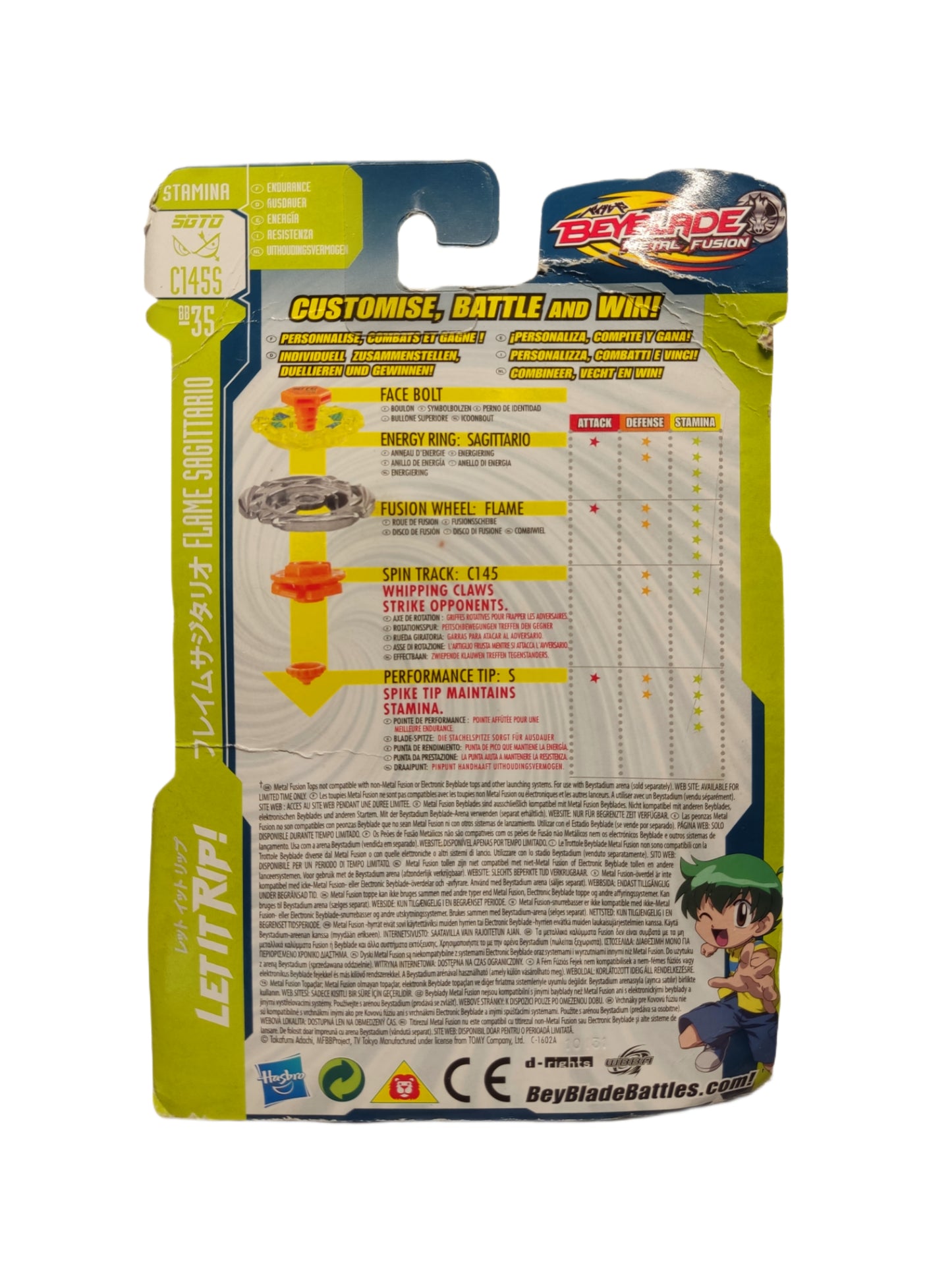 Flame Sagittario BB-35 C145S Stamina Hasbro Beyblade Metal Fusion - Anime Beyond