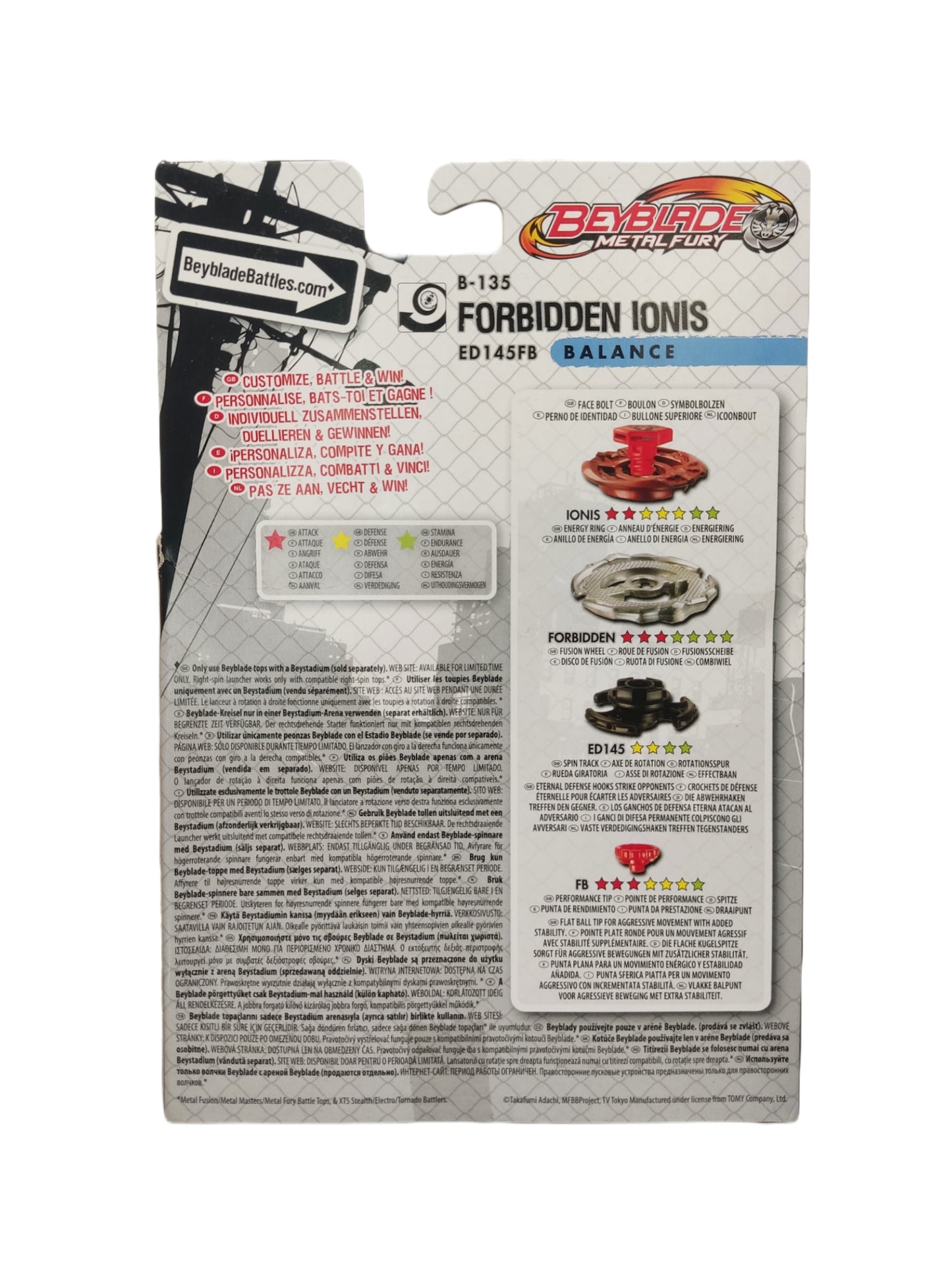 Forbidden Ionis B-135 ED145FB Balance Hasbro Beyblade Metal Fury - Anime Beyond