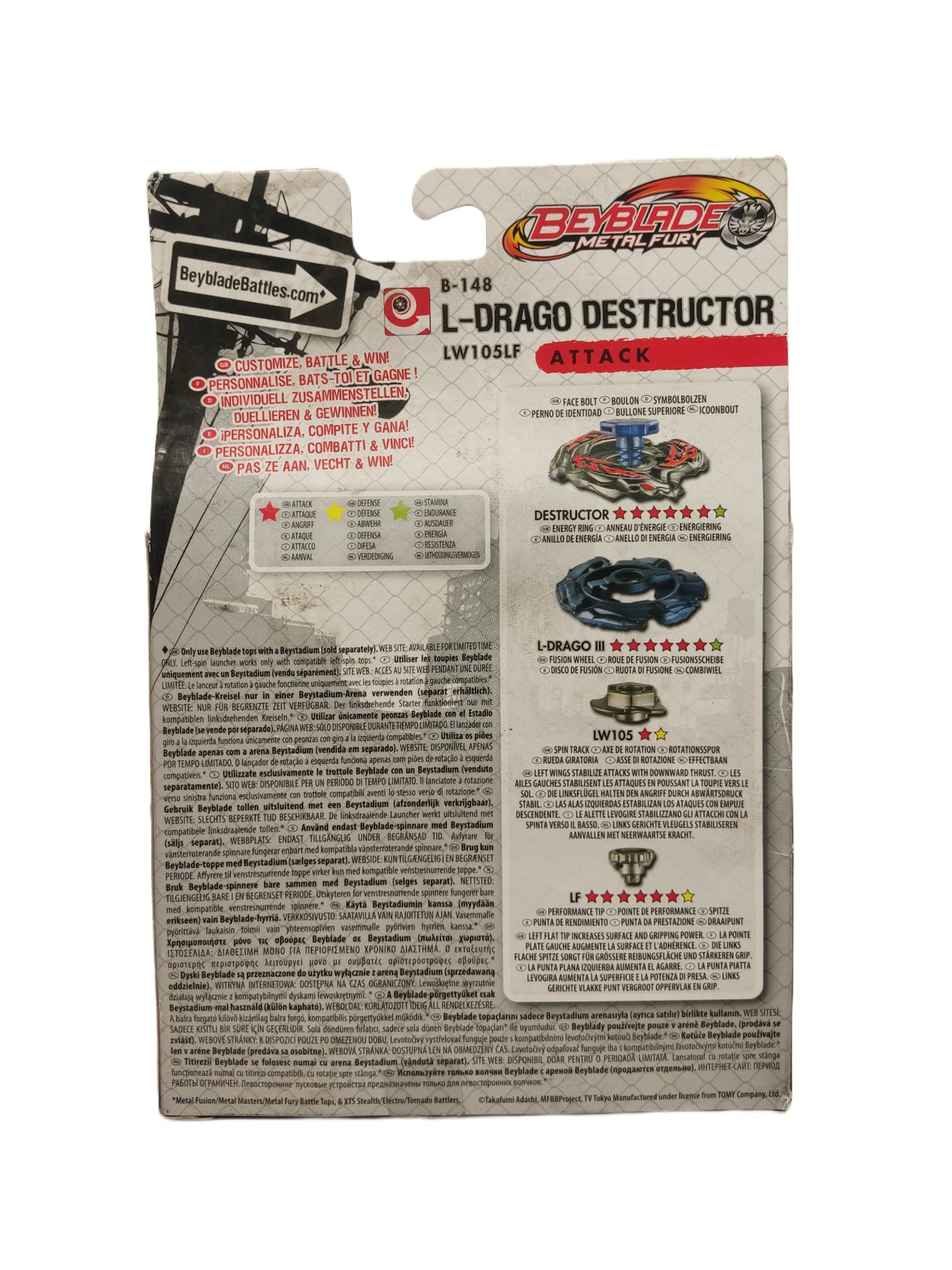 L-Drago Destructor B-148 LW105LF Attack Hasbro Beyblade Metal Fury - Anime Beyond