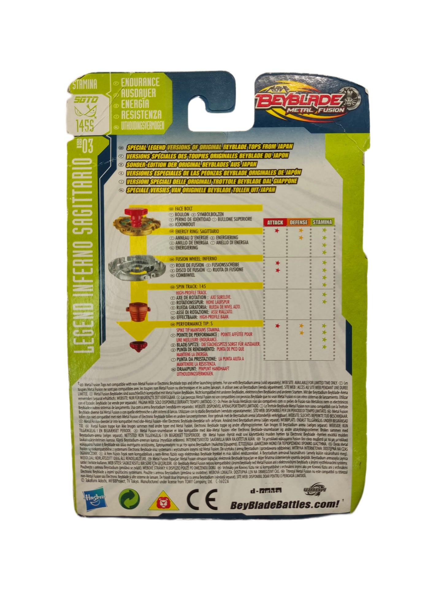 Legend Inferno Sagittario BB-03 145S Stamina Hasbro Beyblade Metal Fusion - Anime Beyond