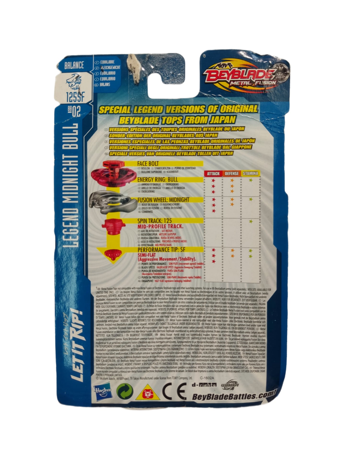 Legend Midnight Bull BB-02 125SF Hasbro Beyblade Metal Fusion - Anime Beyond