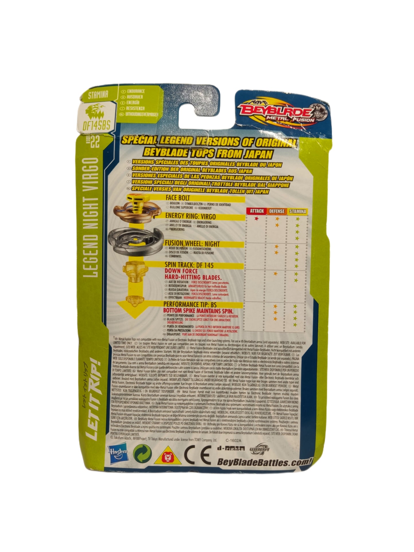 Legend Night Virgo BB-22 DF145BS Stamina Hasbro Beyblade Metal Fusion - Anime Beyond