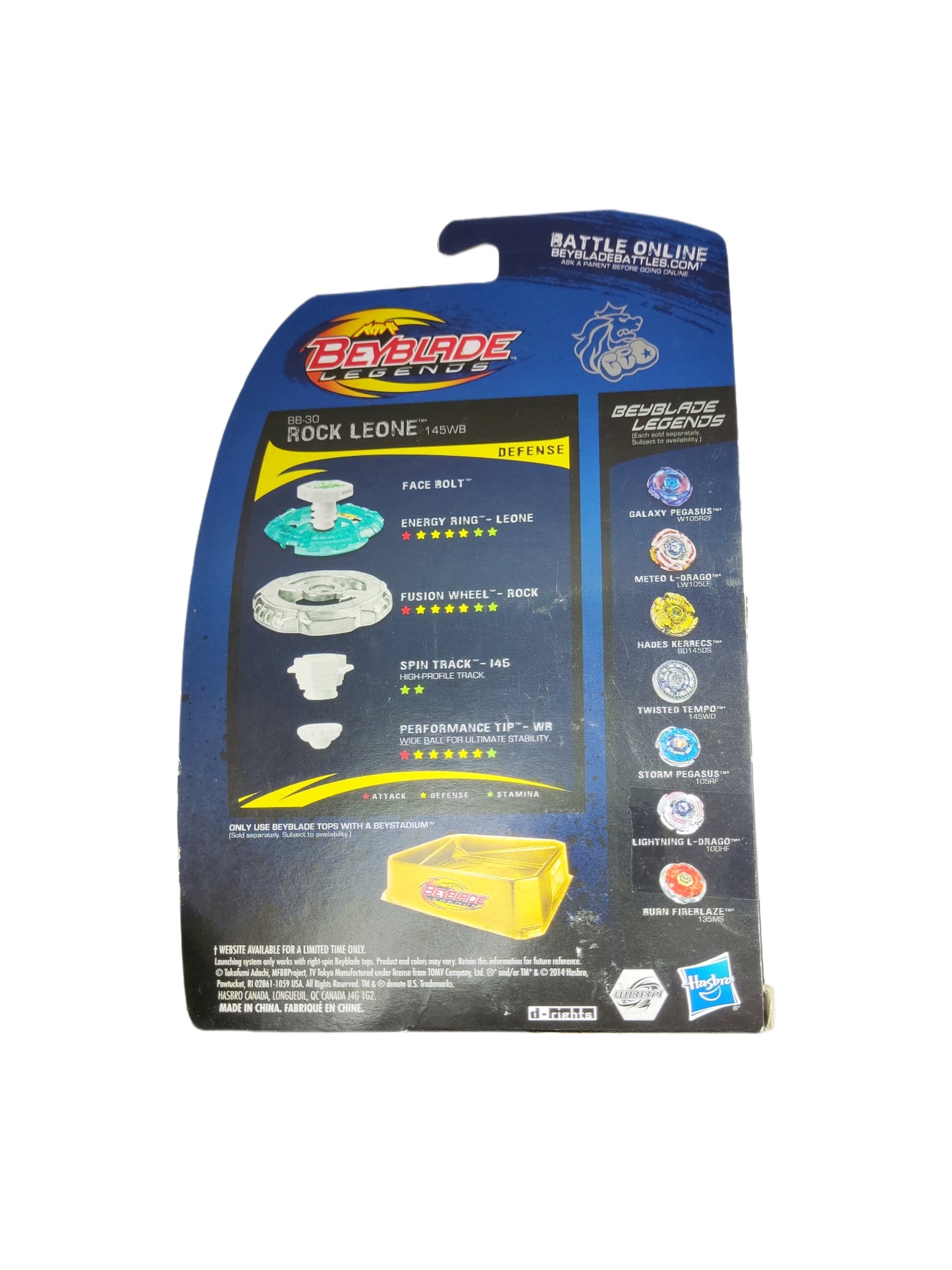 Rock Leone BB-30 145WB Defense Hasbro Beyblade Legends - Anime Beyond