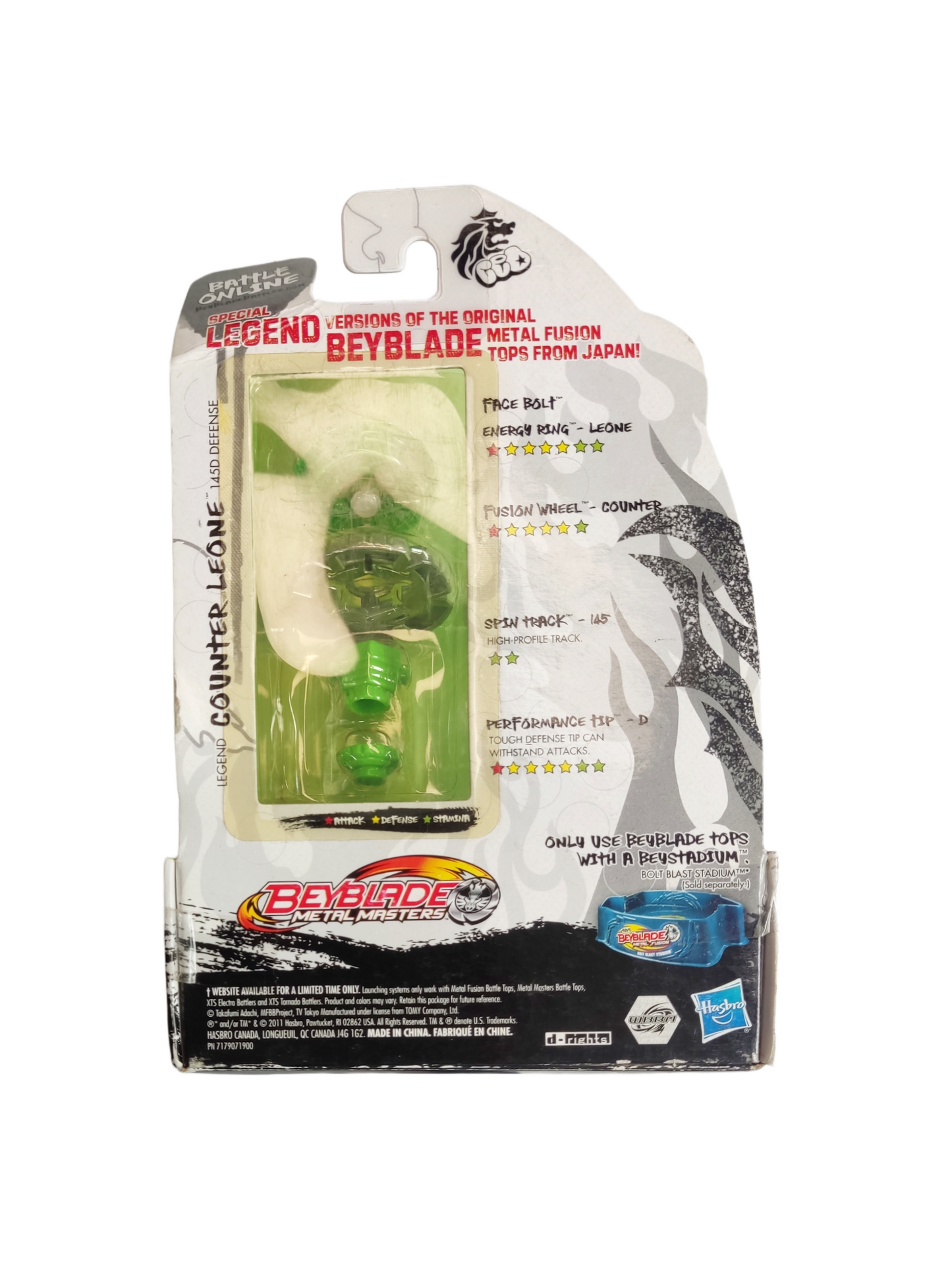 Legend Counter Leone BB-04A 145D Defense Hasbro Beyblade Metal Masters (Sonic Series) - Anime Beyond