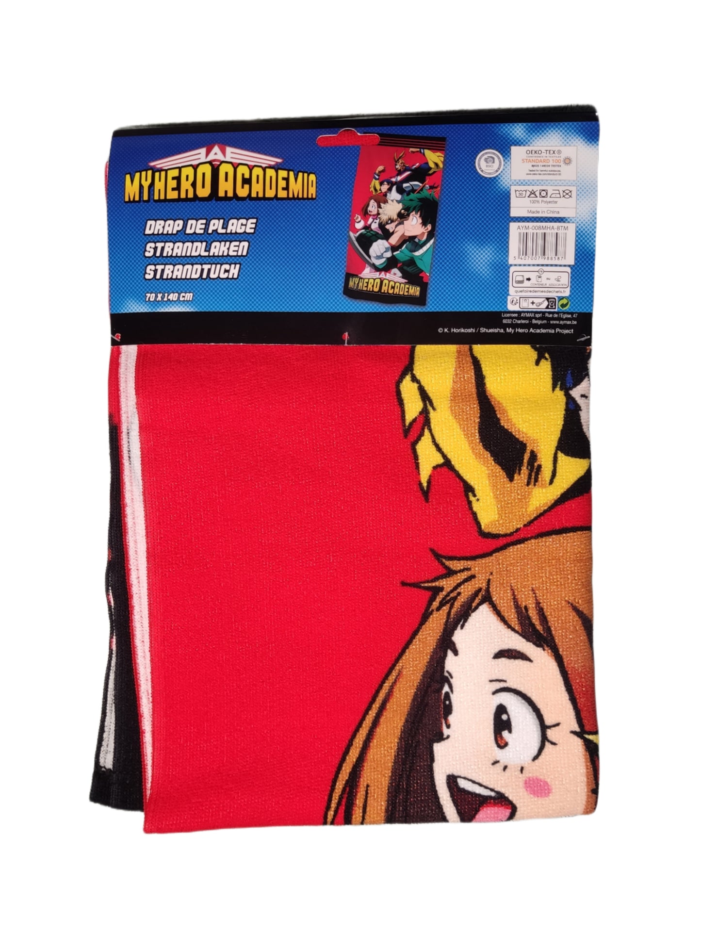 My Hero Academia Strandtuch Rot 140x70cm (Polyester) - Anime Beyond