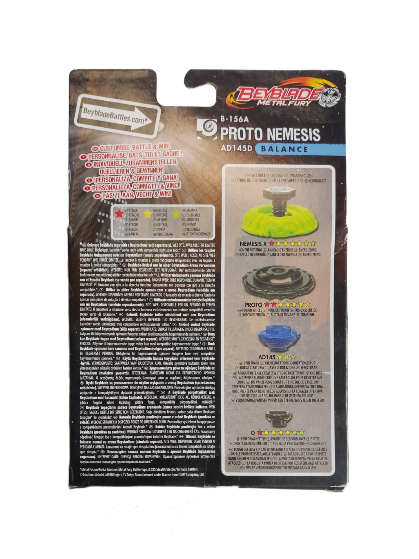 Proto Nemesis B-156A AD145D Balance Hasbro Beyblade Metal Fury Spark FX - Anime Beyond