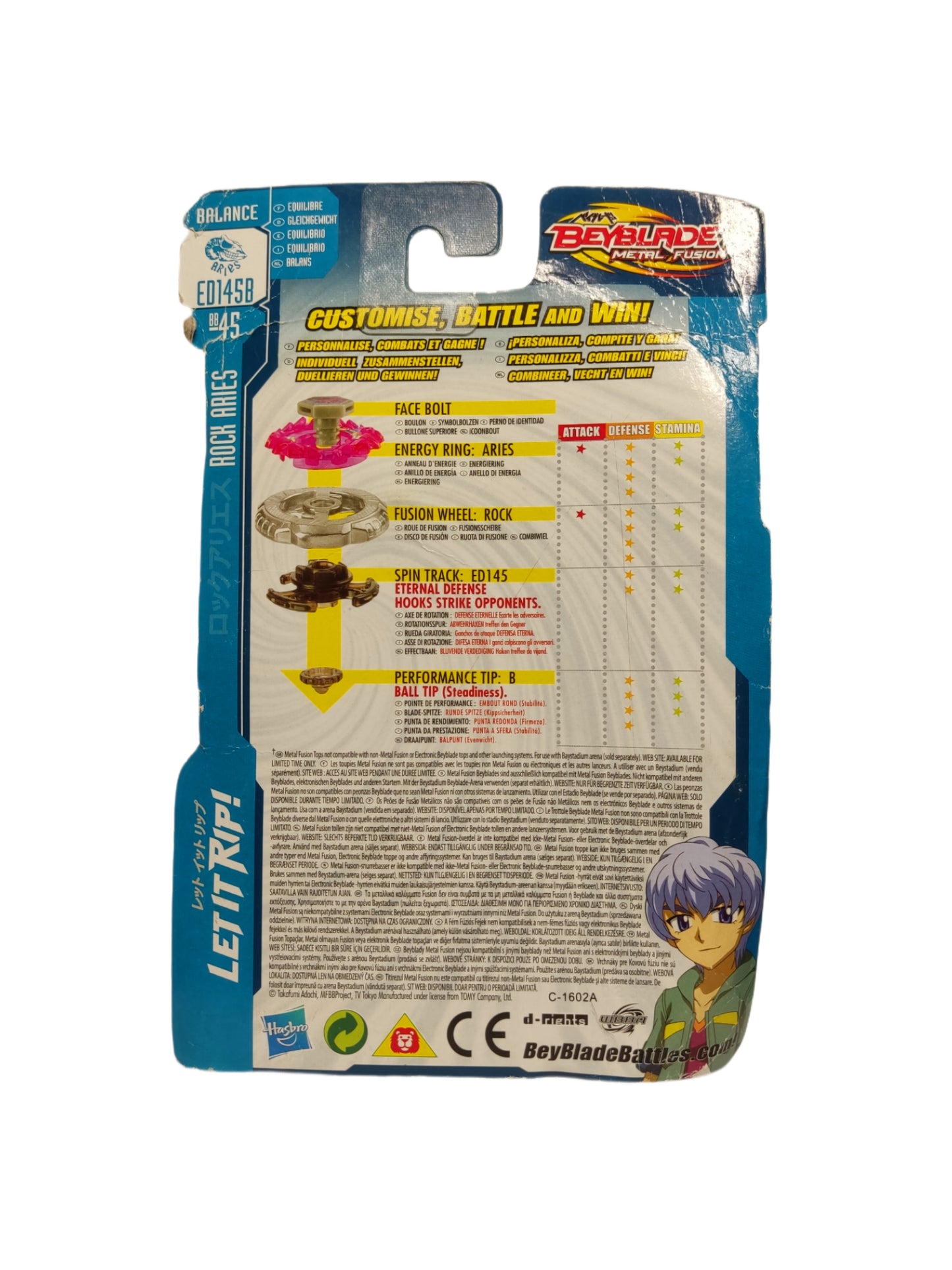Rock Aries BB-45 ED145B Balance Hasbro Beyblade Metal Fusion - Anime Beyond
