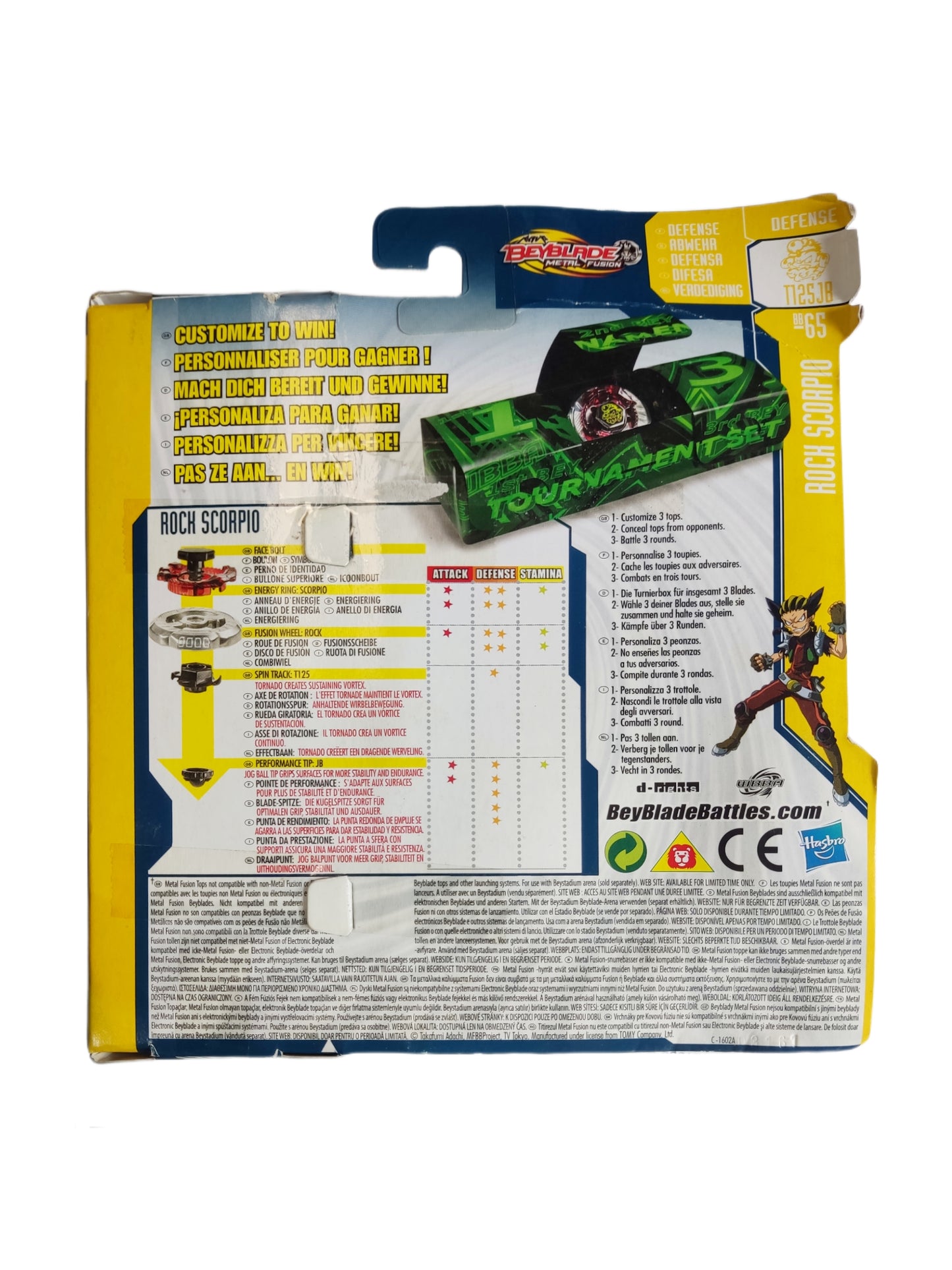 Tournament Set Rock Scorpio BB-65 T125JB Defense Hasbro Beyblade Metal Fusion - Anime Beyond