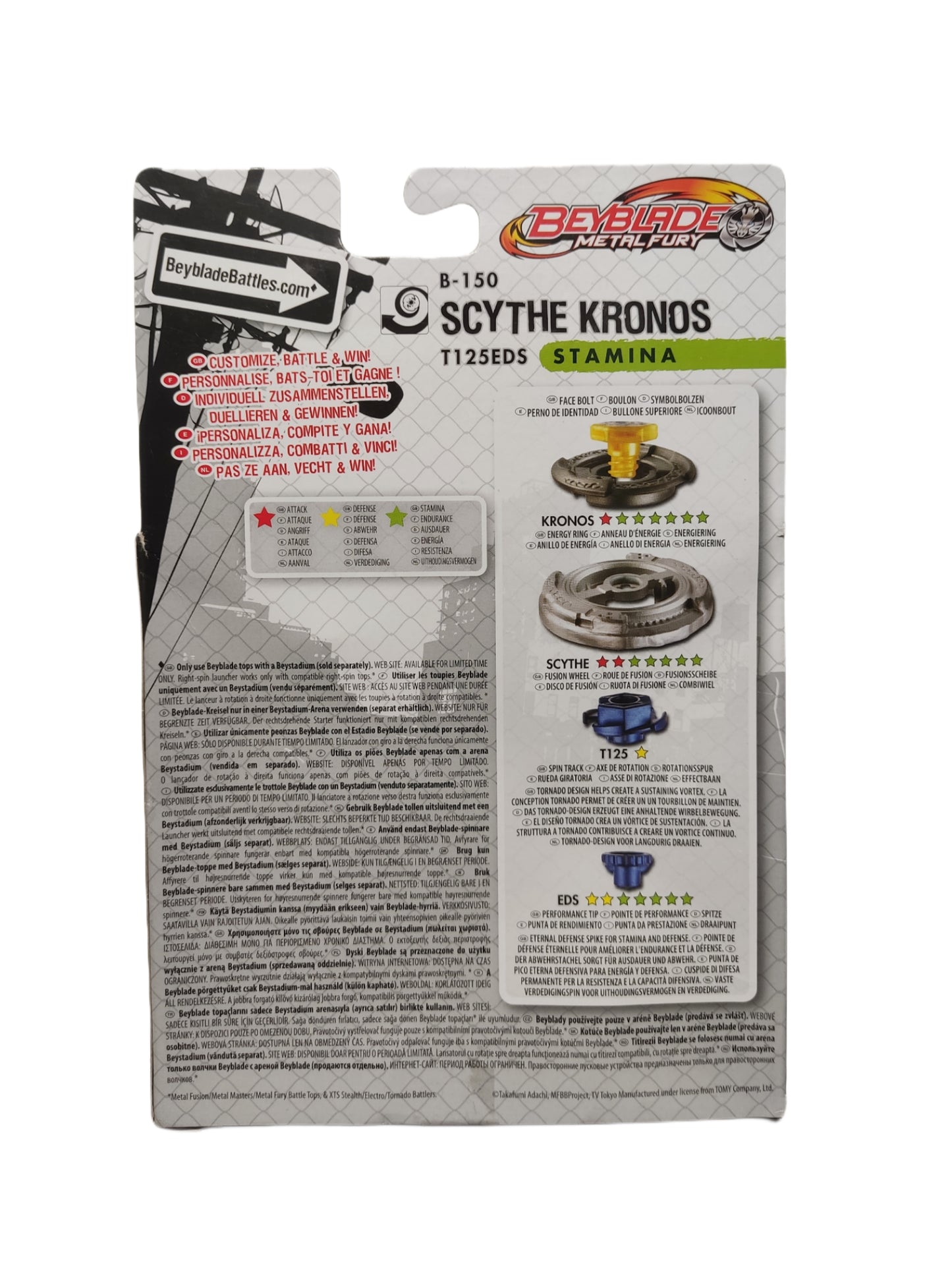 Scythe Kronos B-150 T125EDS Stamina Hasbro Beyblade Metal Fury - Anime Beyond