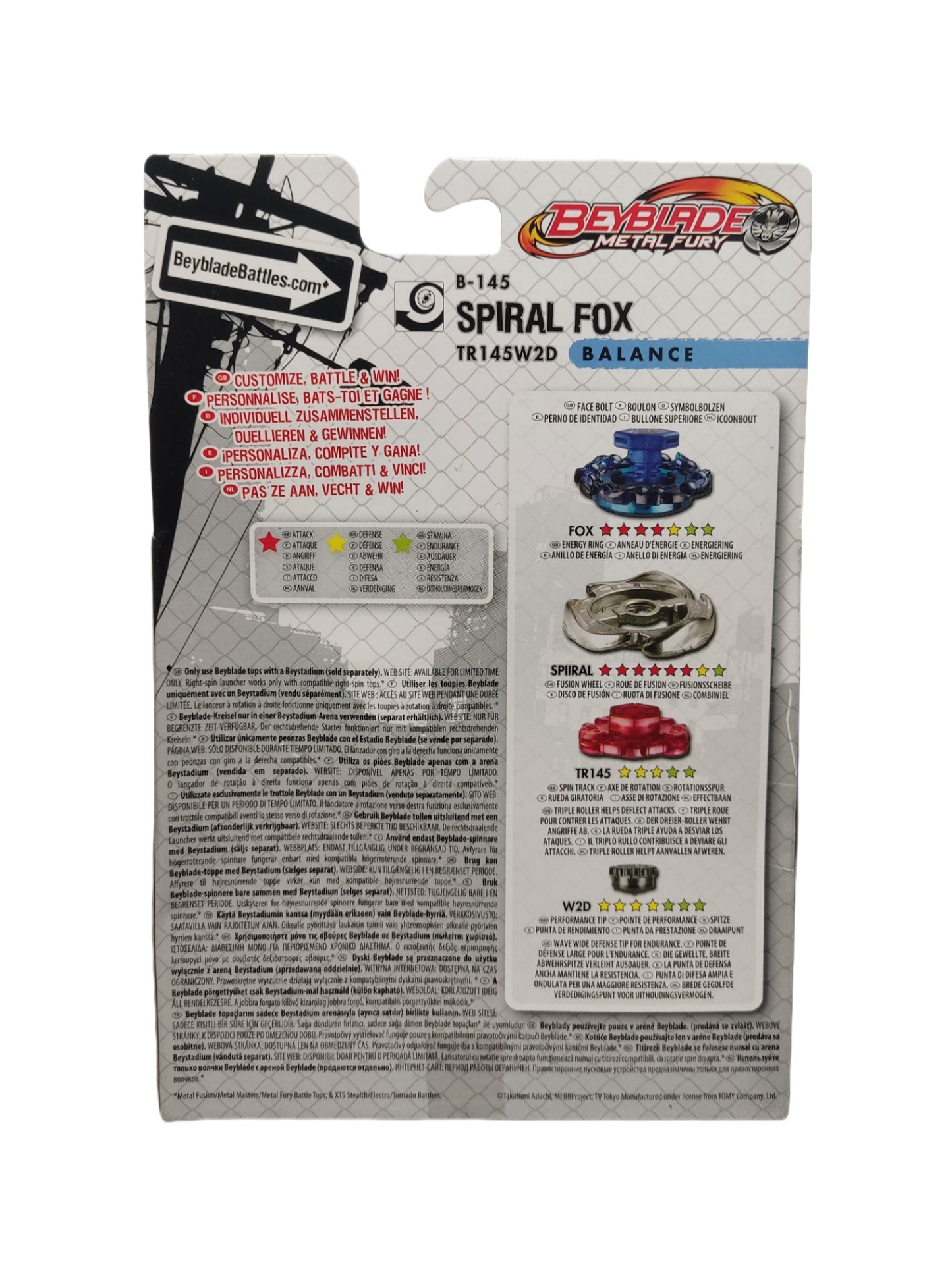 Spiral Fox B-145 TR145W2D Balance Hasbro Beyblade Metal Fury - Anime Beyond
