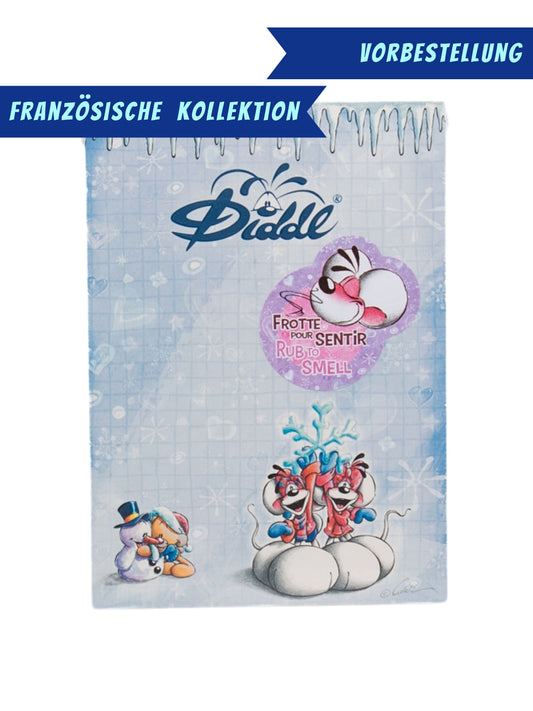 Diddl & Diddlina Schneeflocke Duftblock A6 Blau / Blaubeer-Duft / französische Winterkollektion 2026 ❄️ VORBESTELLUNG