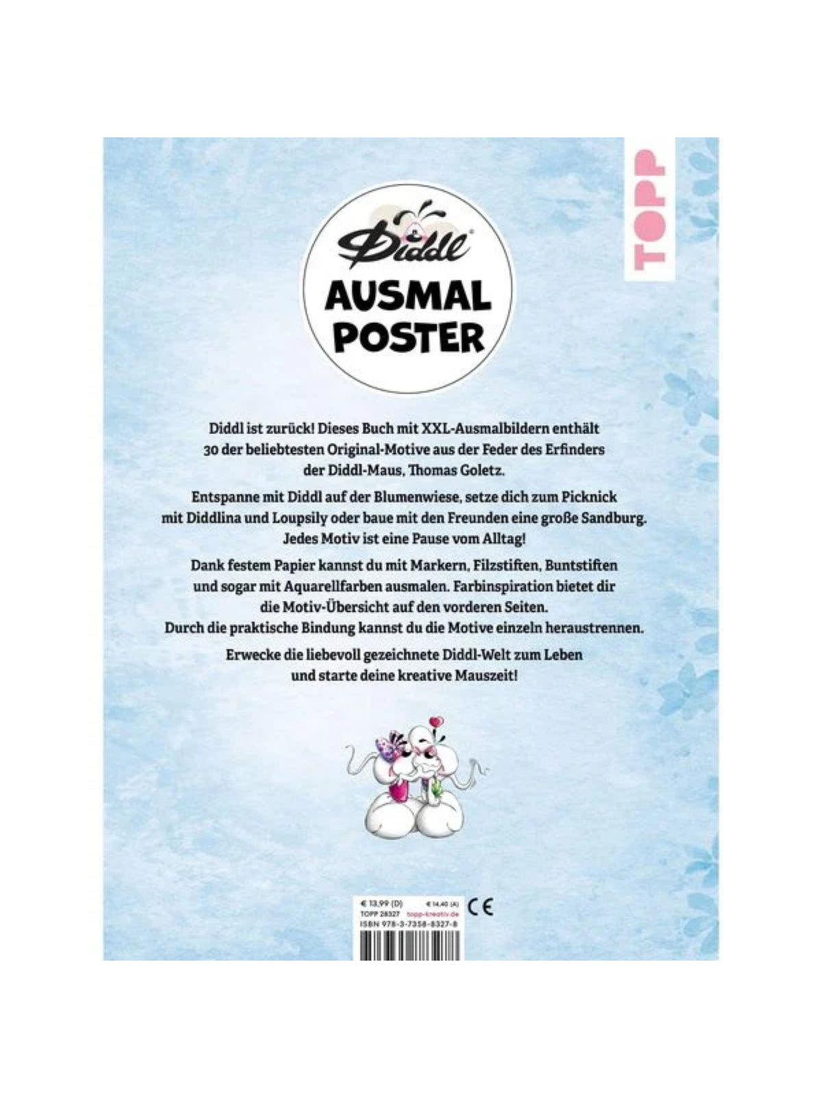 Diddl Ausmalposter / Malbuch mit 30 XXL-Motiven / TOPP Verlag