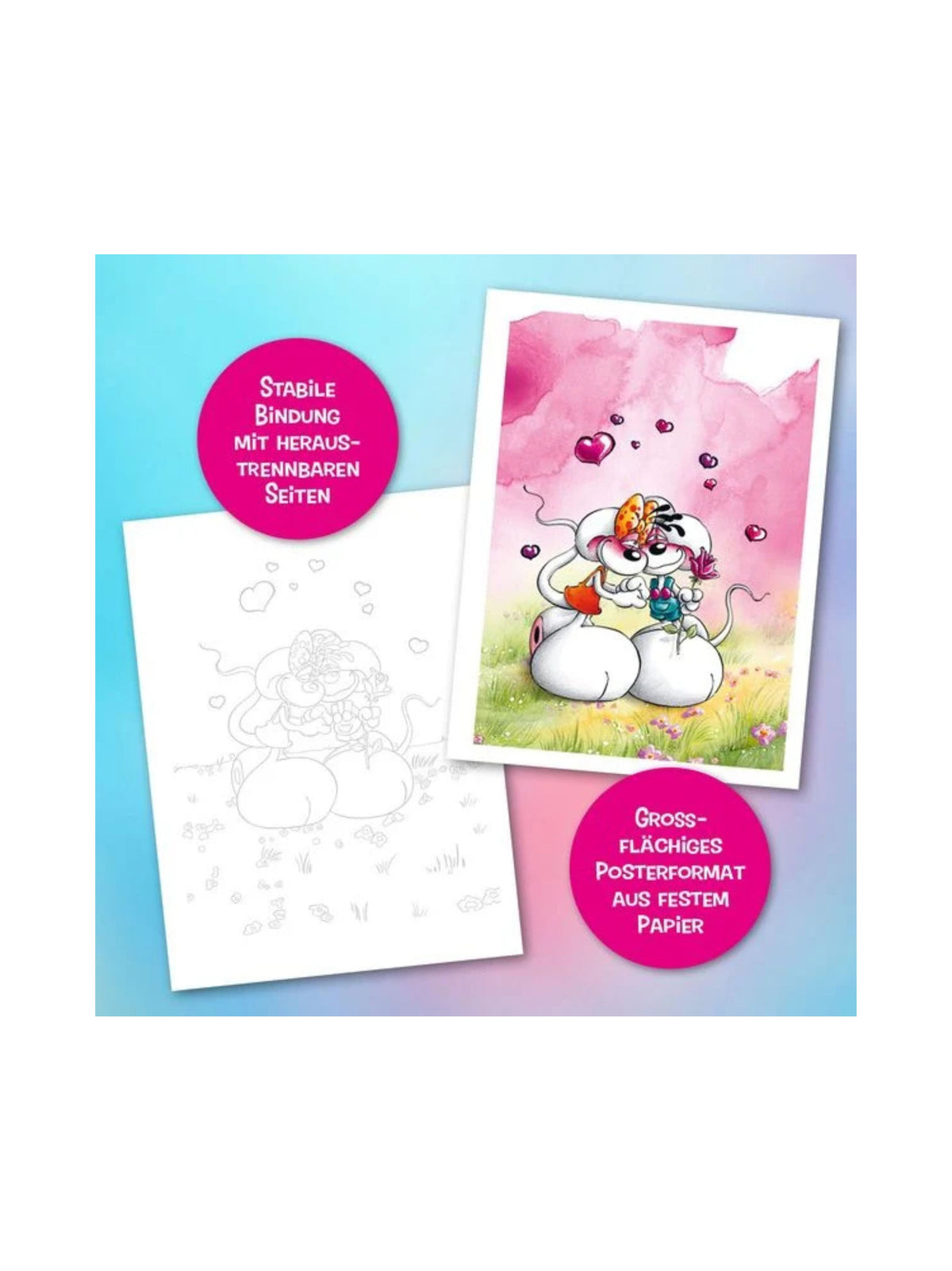 Diddl Ausmalposter / Malbuch mit 30 XXL-Motiven / TOPP Verlag