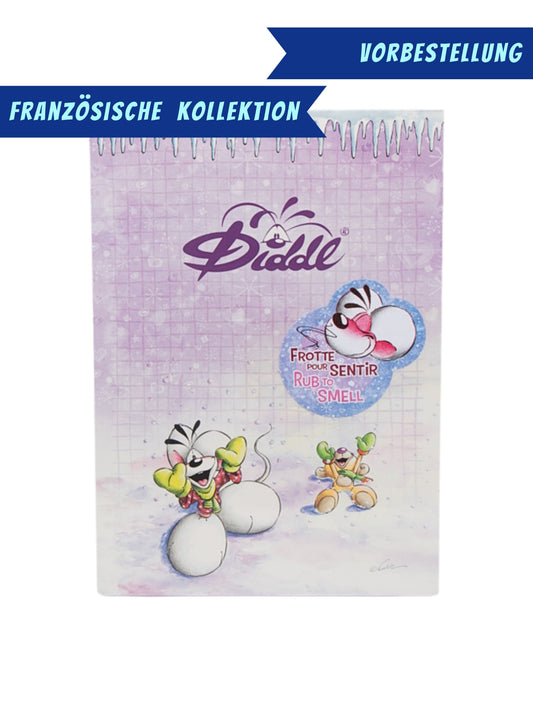 Diddl & Pimboli im Schnee Duftblock A5 Violett / schwarze Johannisbeere-Duft / französische Winterkollektion 2026 ❄️ VORBESTELLUNG