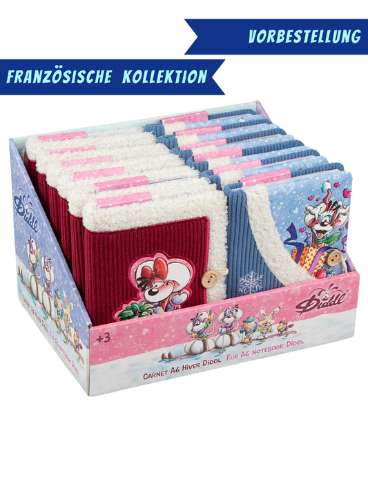 Diddl & Diddlina A6 Notizbuch mit kuscheligem Stoffbezug / Variante frei wählbar / französische Winterkollektion 2026 ❄️ VORBESTELLUNG