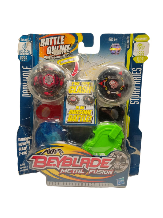 2-Pack: Dark Wolf und Storm Aries Hasbro Beyblade Metal Fusion (Verpackung stark beschädigt) - Anime Beyond