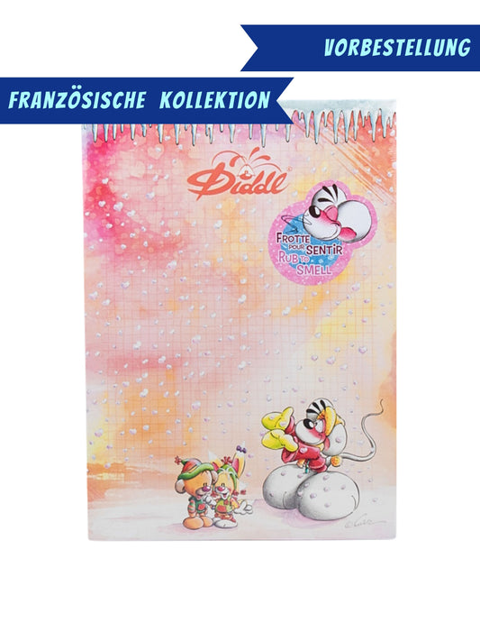Diddl & Freunde Schneefall Duftblock A4 Orange / Süßorangen-Duft / französische Winterkollektion 2026 ❄️ VORBESTELLUNG