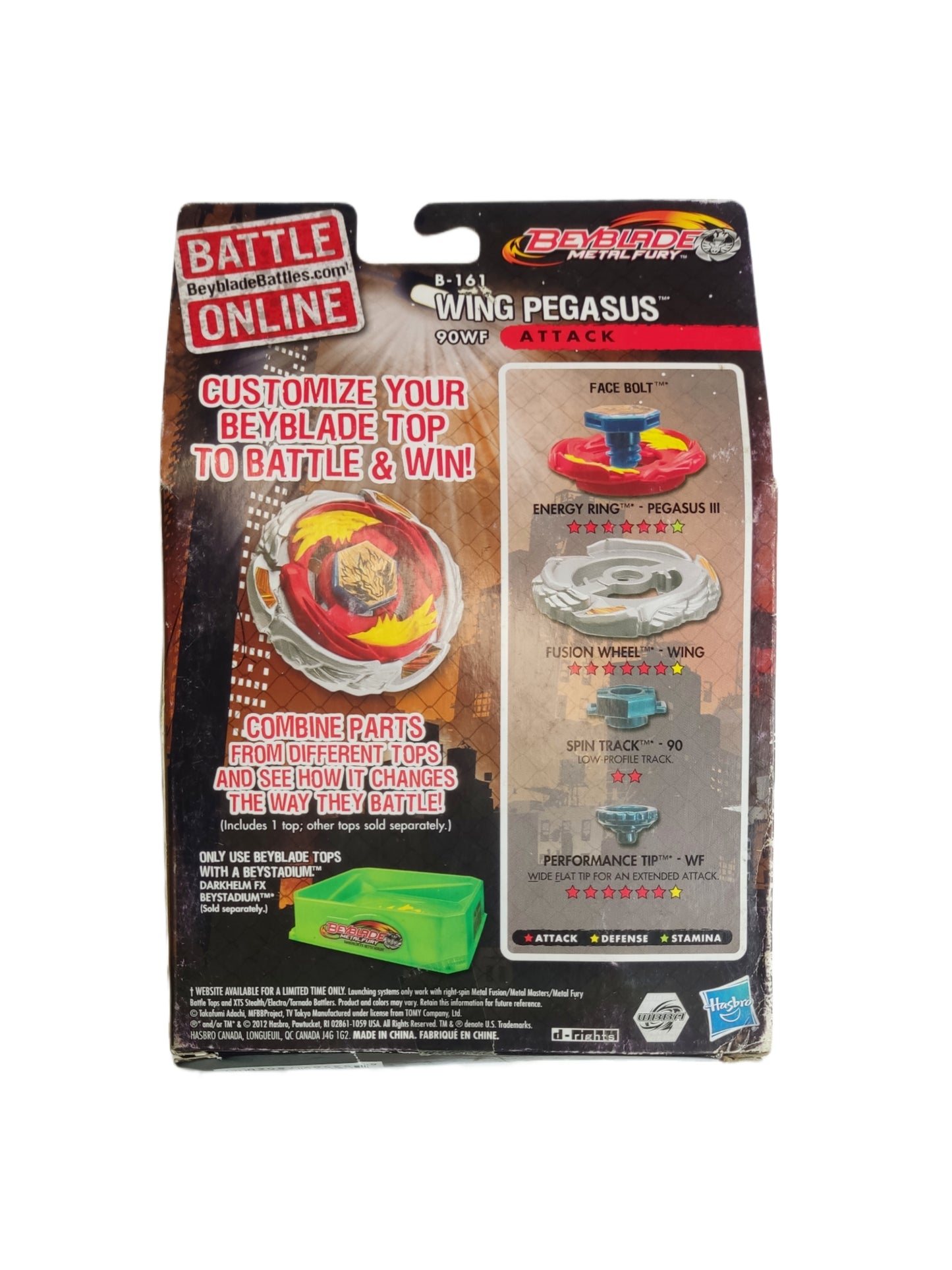 Wing Pegasus B-161 90WF Attack Hasbro Beyblade Metal Fury Spark FX