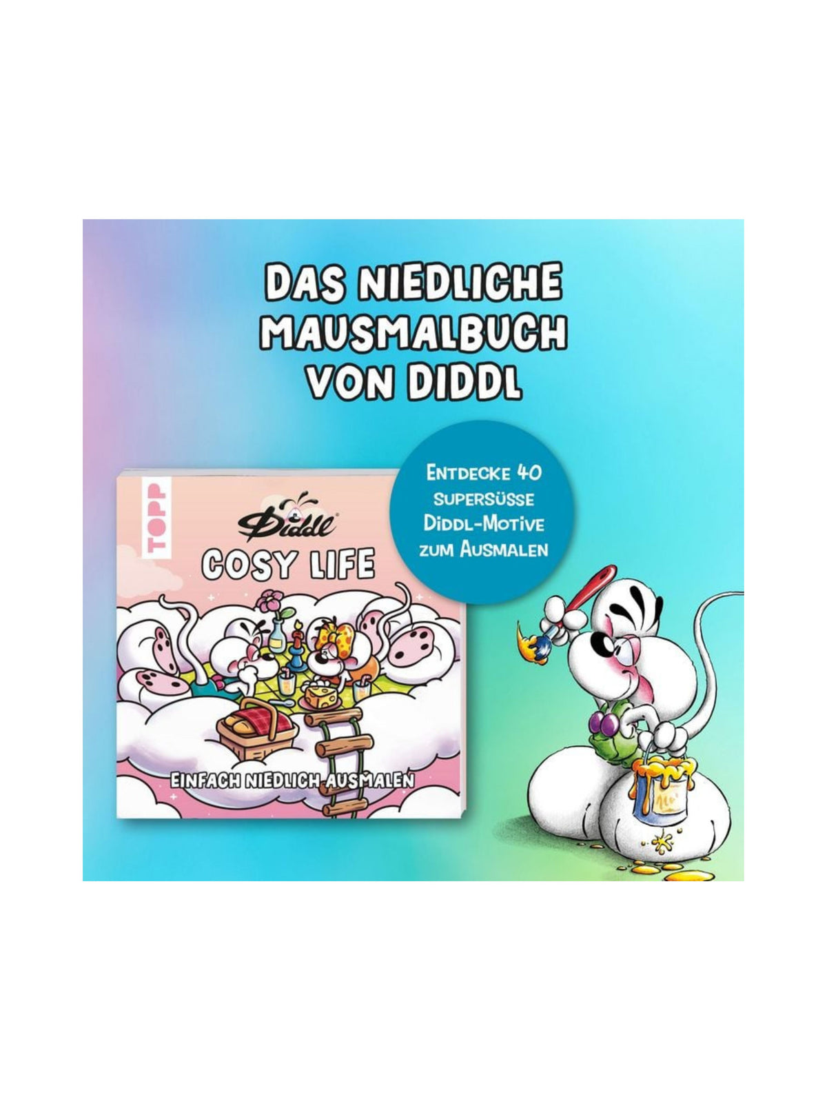 Vorbestellen: Diddl Cosy Life Ausmalbuch / 40 Motive / „Einfach niedlich ausmalen“