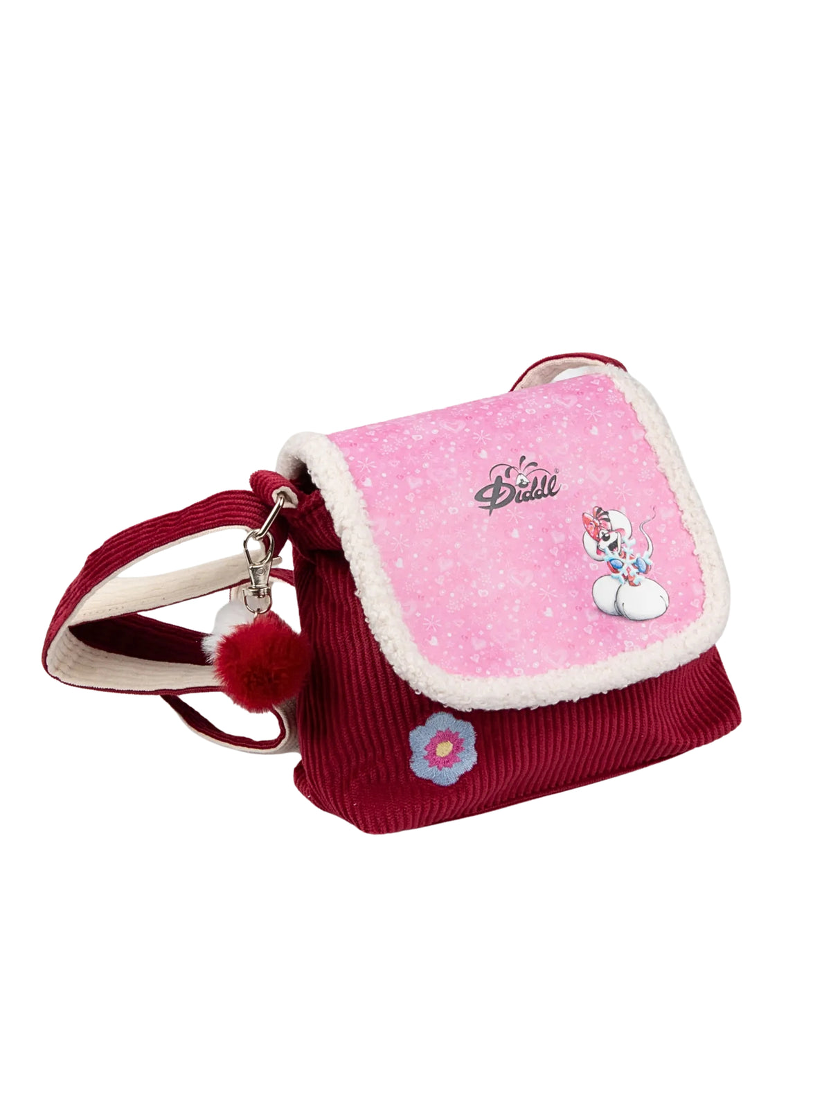 Diddlina Umhängetasche Rosa & Rot mit Pompon / Diddl Winterkollektion 2026 ❄️ VORBESTELLUNG