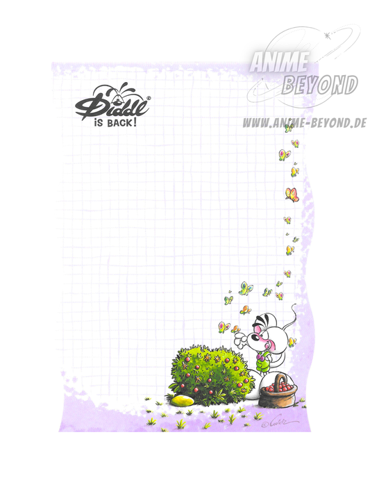Diddl is Back Blockblatt aus A6 Block Lila Beeren pflücken Blockfrisch 1 Blatt 23789 K1.1