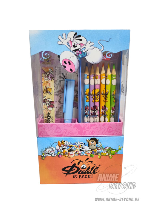 Diddl Geschenkset / Schreibset - A6 Notizheft mit 6 Buntstiften & Zubehör - Diddl is Back