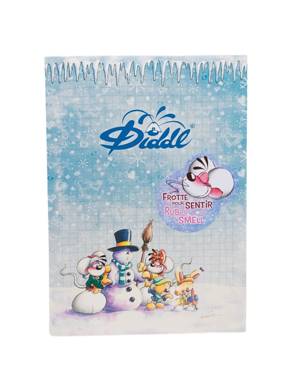 Diddl & Freunde Schneemann bauen Duftblock A5 Blau / Milch-Duft / Winterkollektion 2026 ❄️ VORBESTELLUNG
